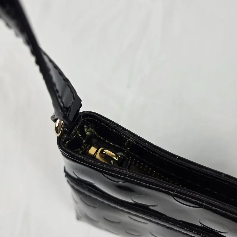 Kate Spade Camellia Street Amy Crossbody Bag Black Patent PVC Debossed Dots